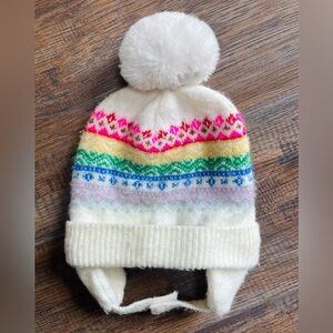 GAP Baby Fair Isle Beanie Winter Hat in Ivory Frost 6-12m
